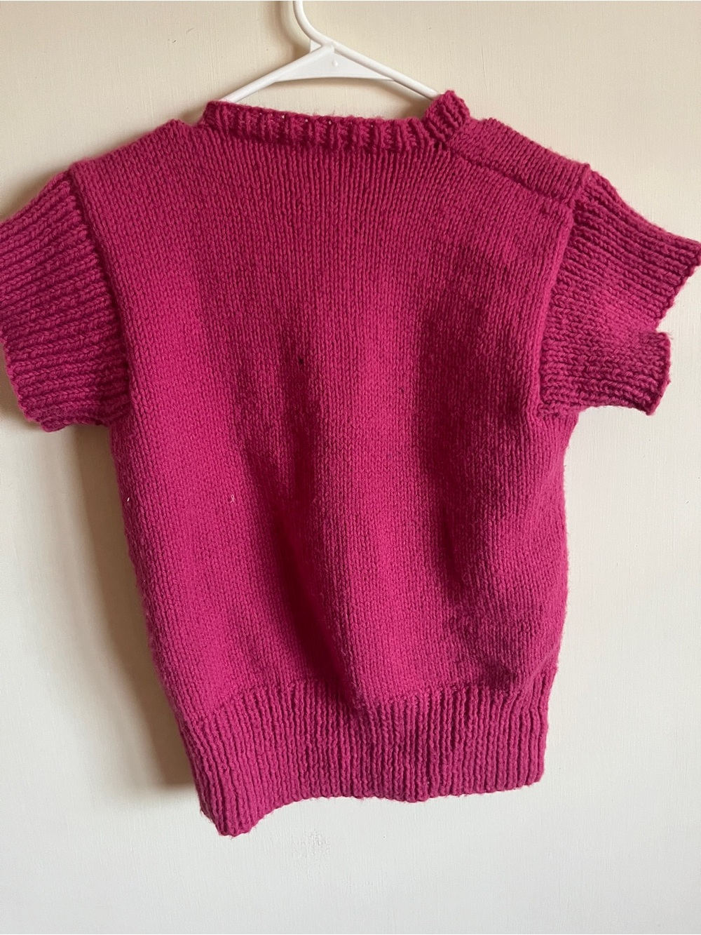 Bright Fuchsia Hand Knit Short-Sleeve Sweater - Picture 3 of 3